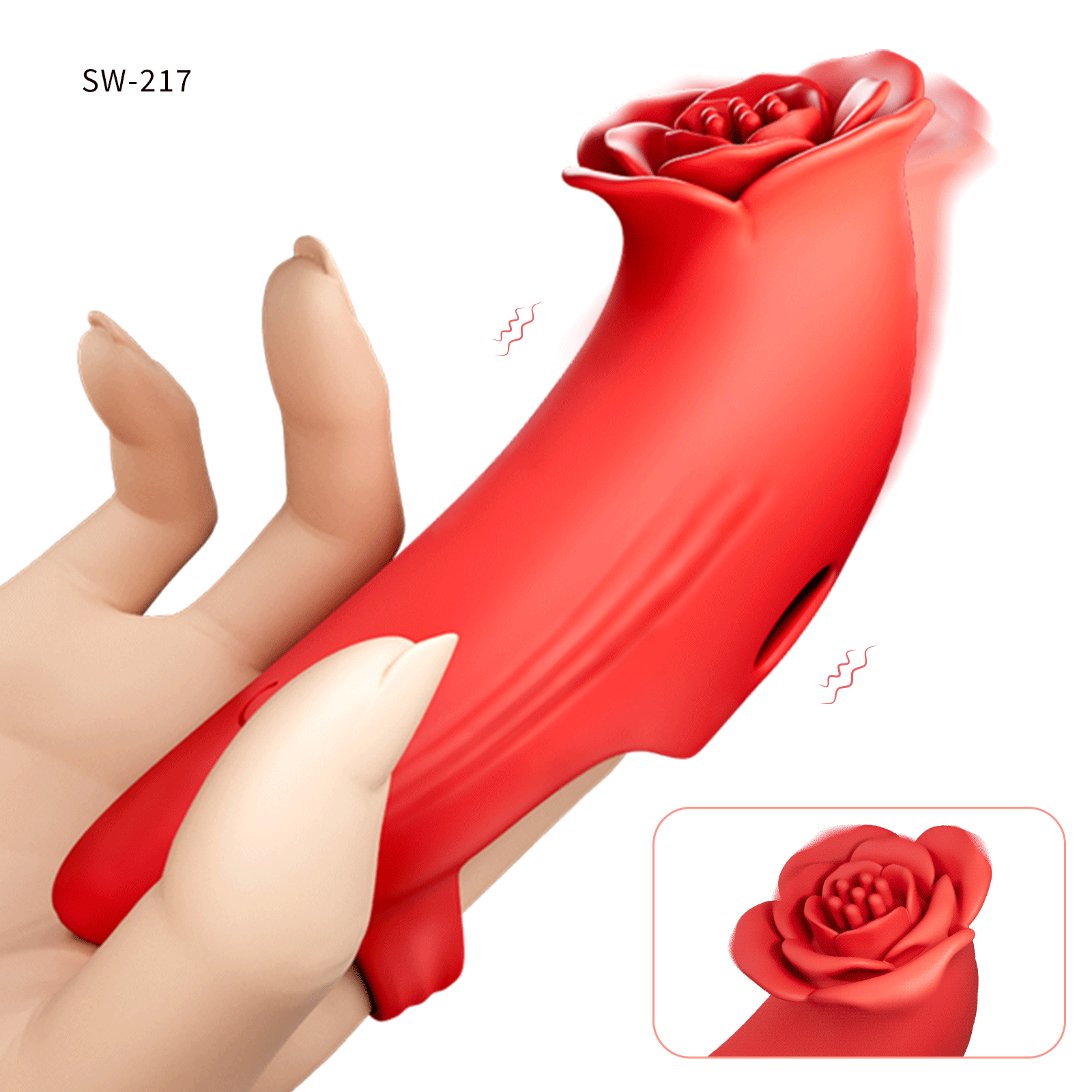 薔薇の魔指バイブ<br>バラのデザイン、花びら一枚一枚が振動