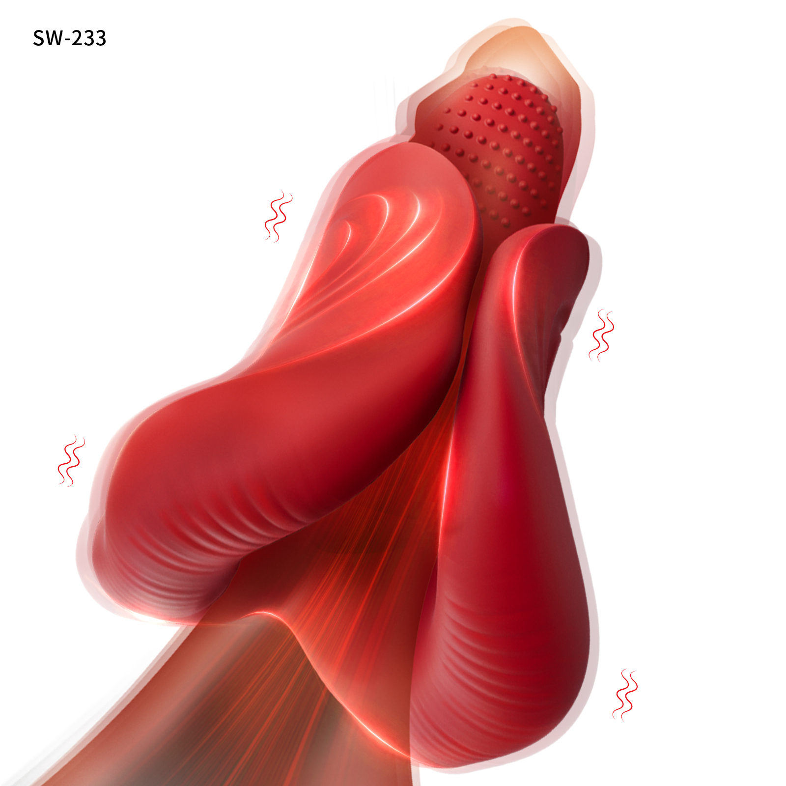 セクシーな赤唇バイブ<br>セクシーな唇とリアルな舌で、ディープスロートの快感を再現、日常的なペニストレーニングに最適、軸全体を包み込むパルス刺激