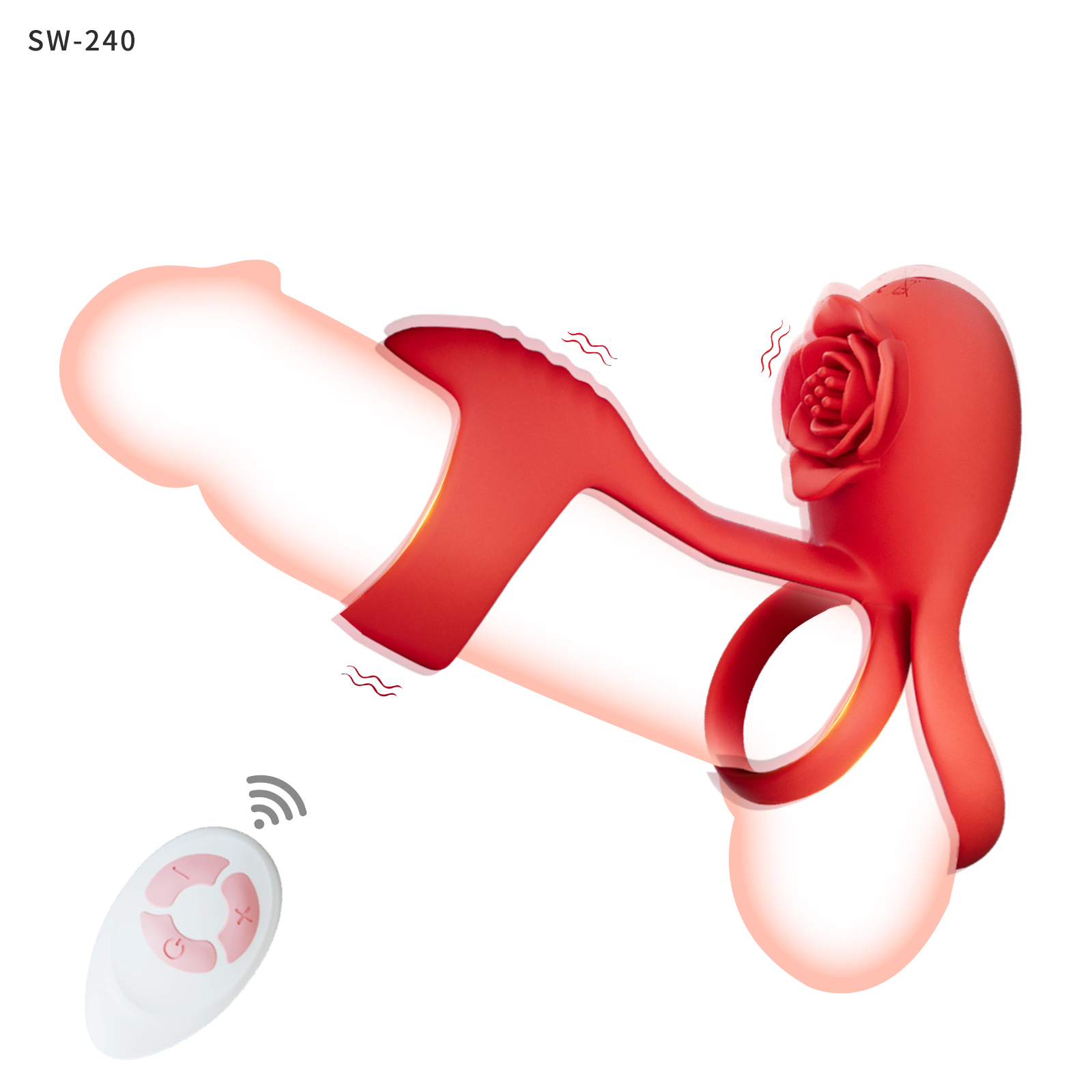 ローズデザインWバイブリング<br>振動ボールのシンクロ振動で二人同時に快感をシェア