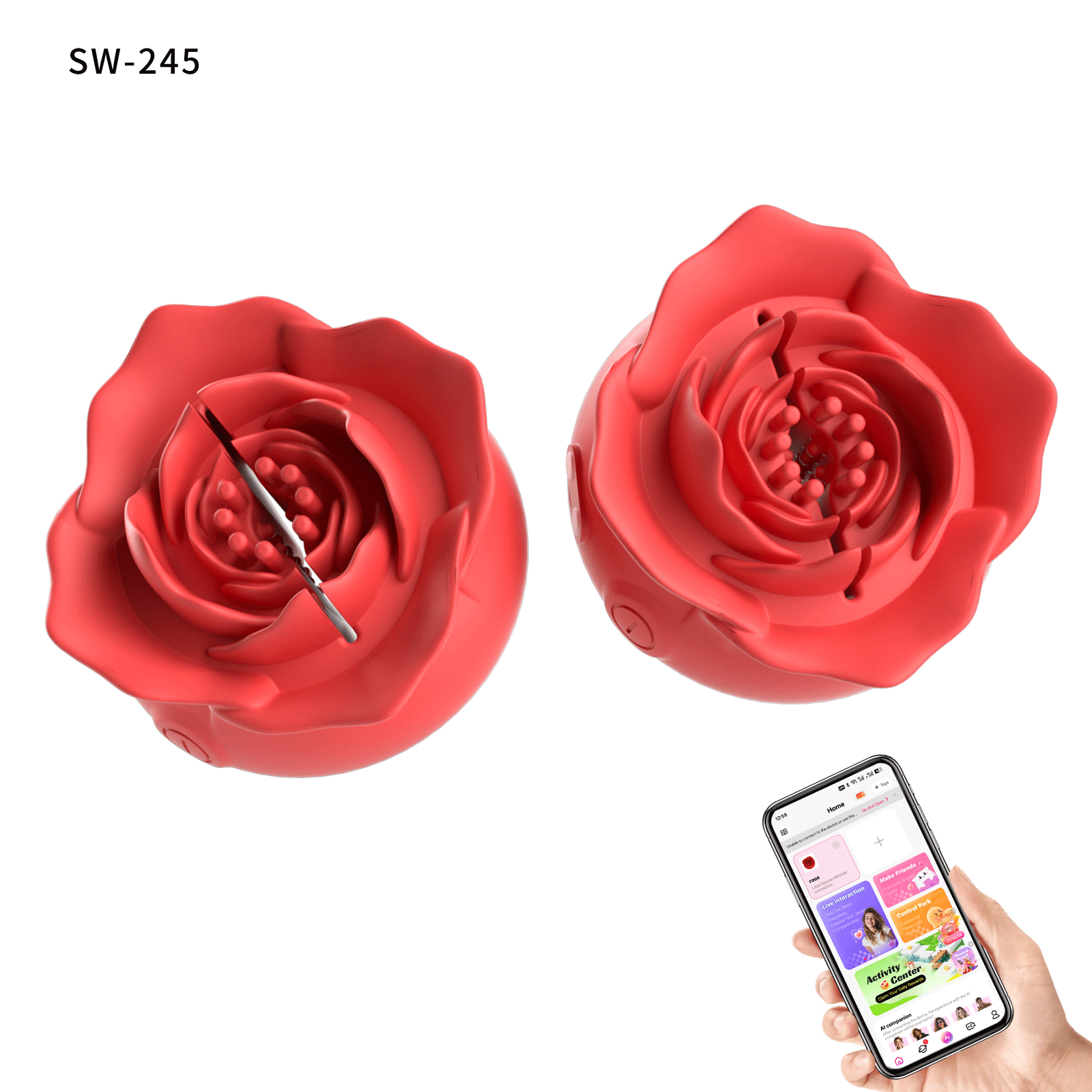 魅惑のフラワーニップルクリップ<br>キュートなバラ型デザインの乳首バイブ、花芯が震えて全身の敏感ゾーンを刺激する